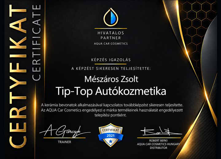 Aqua Car Cosmetics hivatalos partner képzés, 2021
